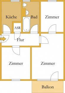 Grundriss Helle 3-Zimmer-Erdgeschosswohnung mit Balkon in ruhiger Lage von L�beritz