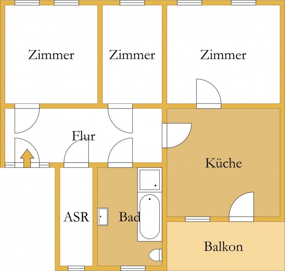 Grundriss Etagenwohnung K�then (Anhalt)
