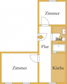 Grundriss Moderne 2-Raum-Wohnung mit Einbauk�che!