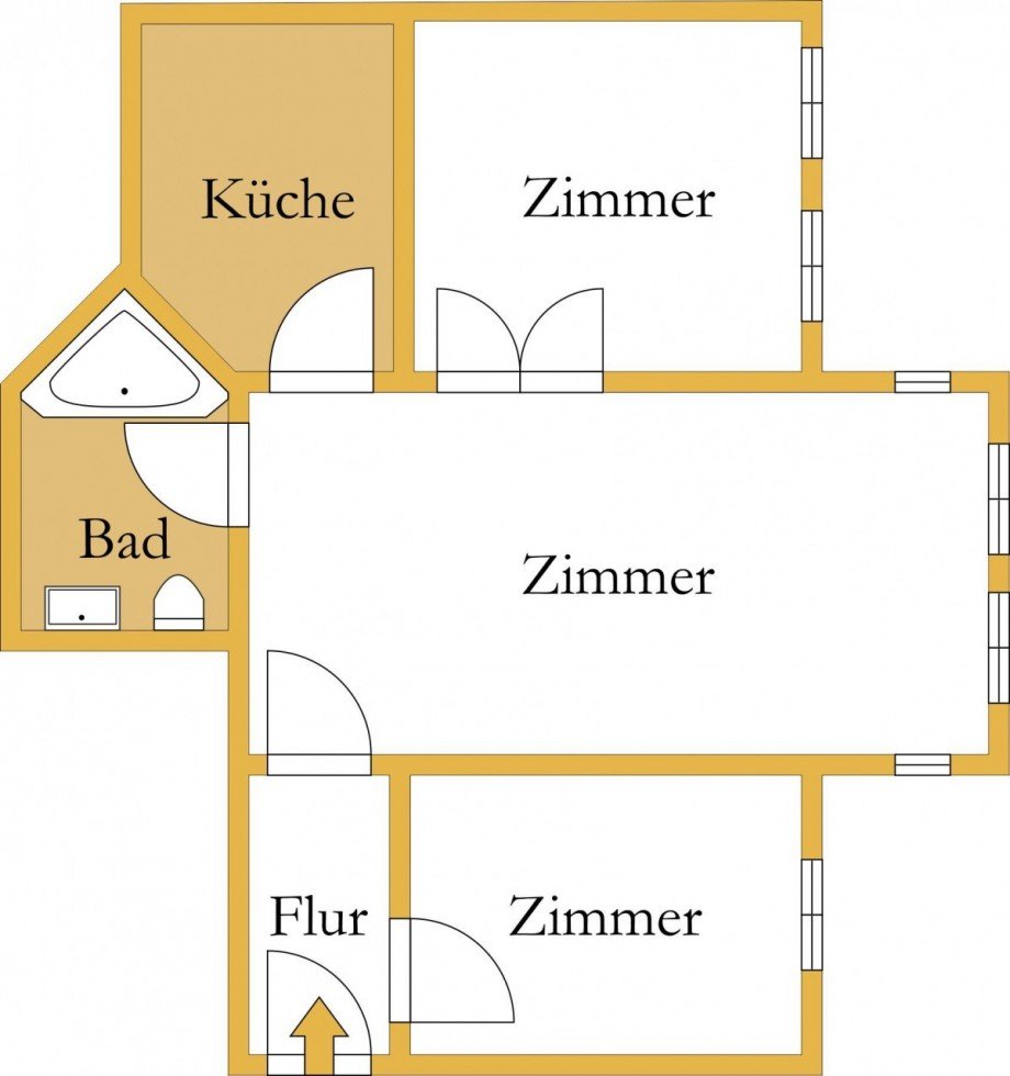 Grundriss Erdgeschosswohnung K�then (Anhalt)