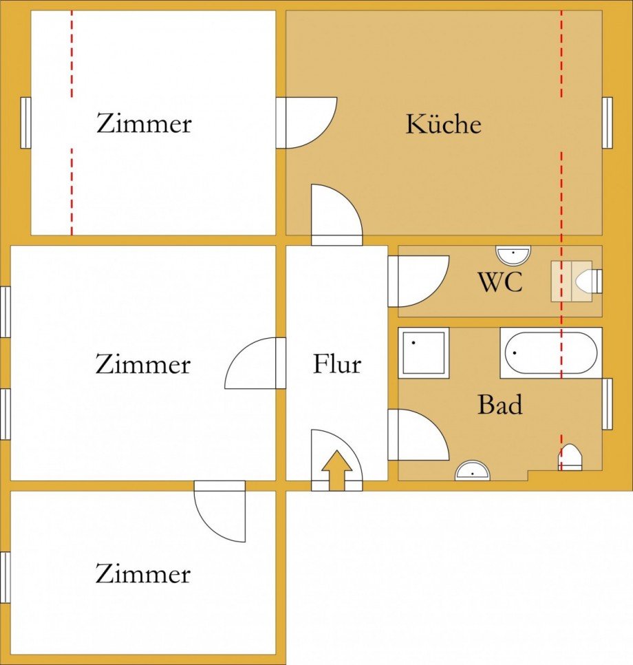 Grundriss Etagenwohnung K�then (Anhalt)