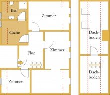 Grundriss Gem�tliche Dachgeschosswohnung mit Einbauk�che und Stellplatz