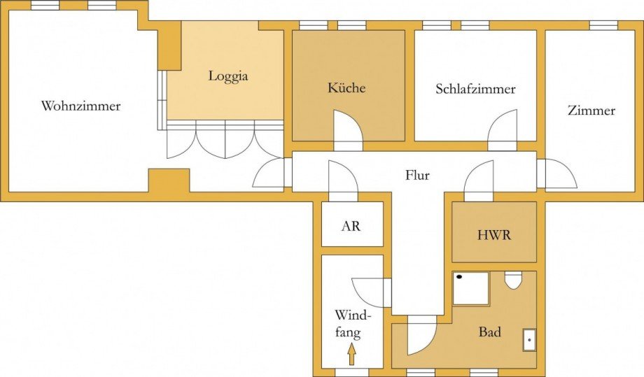 Grundriss Etagenwohnung K�then (Anhalt)