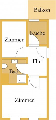 Grundriss 2-Zimmer-Eigentumswohnung mit Balkon und stabilen Mieteinnahmen