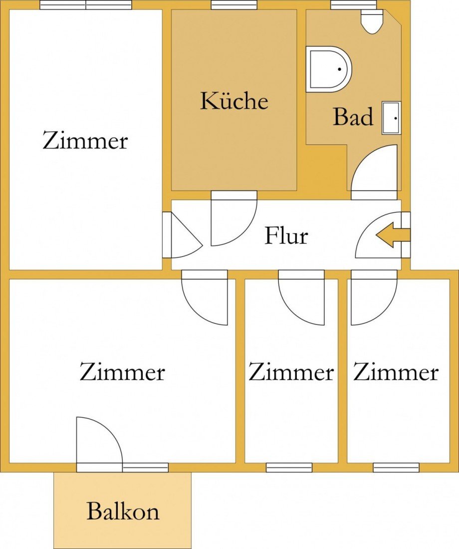 Grundriss Etagenwohnung K�then (Anhalt)
