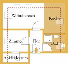Grundriss Besondere Zweiraumwohnung mit Einbauk�che!