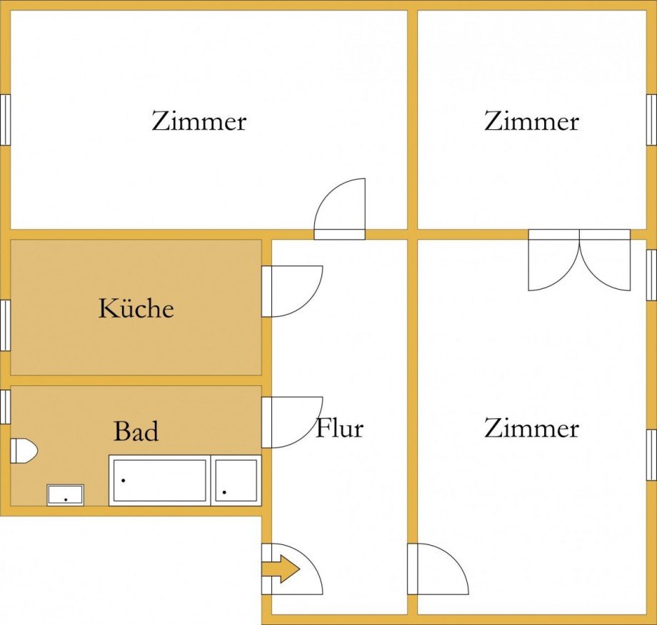 Grundriss Erdgeschosswohnung K�then (Anhalt)