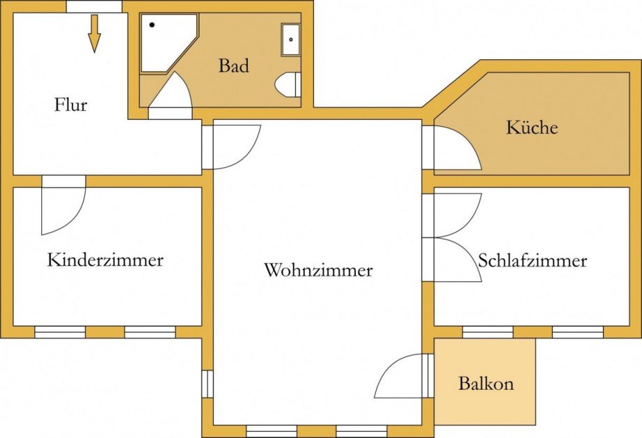 Grundriss Etagenwohnung K�then (Anhalt)