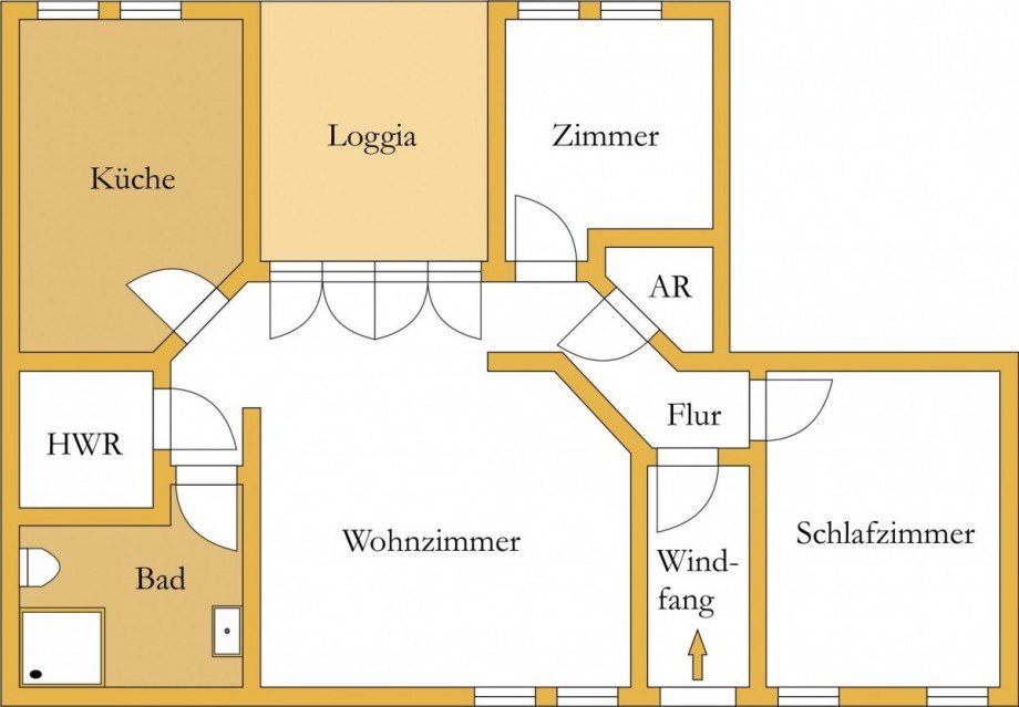 Grundriss Etagenwohnung K�then (Anhalt)