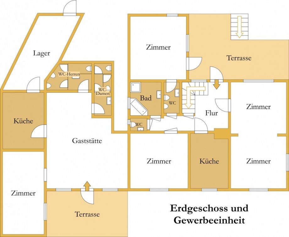 Grundriss EG und Gewerbe Einfamilienhaus G�rzig