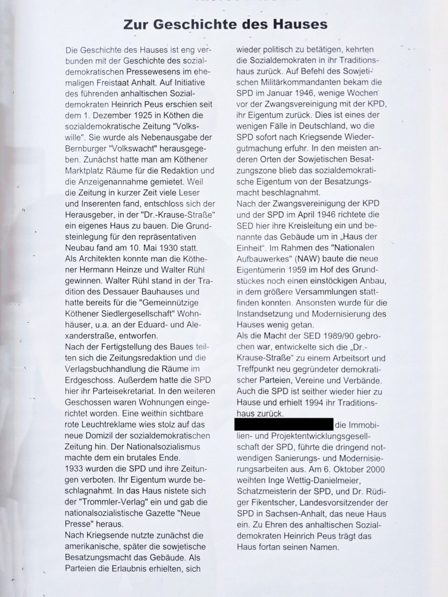 Die Geschichte des Hauses Wohn- / Gesch�ftshaus K�then (Anhalt)