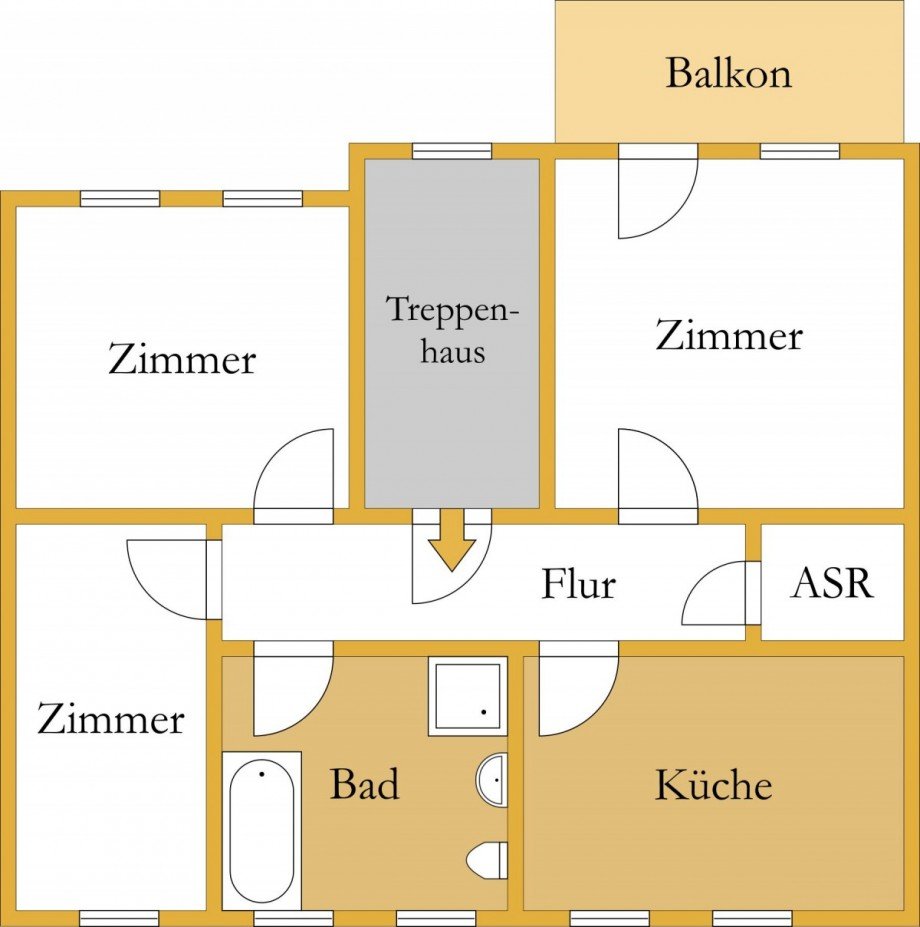 Grundriss Etagenwohnung K�then (Anhalt)