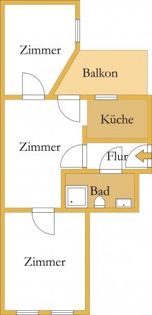 Grundriss Top Lage: 3-Zimmer mit Balkon im Zentrum von K�then!