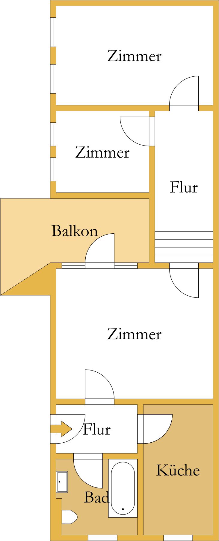 Grundriss Etagenwohnung K�then (Anhalt)