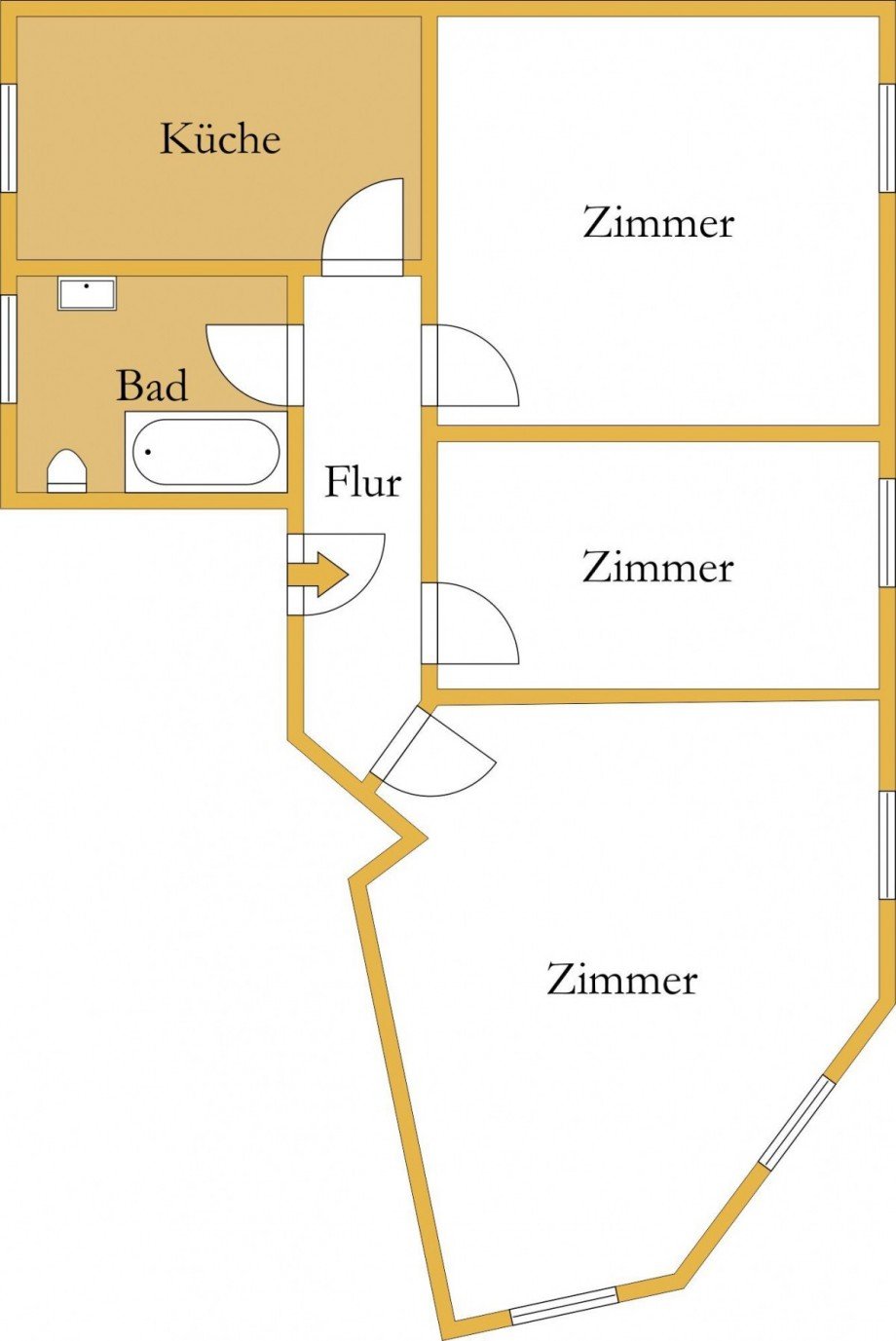 Grundriss Etagenwohnung K�then (Anhalt)